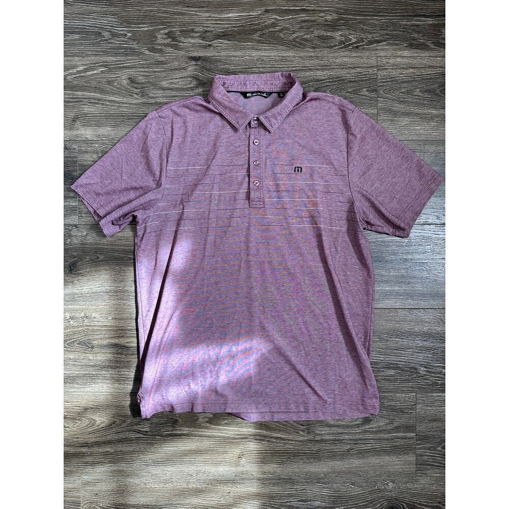 Travis Mathew Purple Striped Golf Polo Shirt Performance Athletic Casual XL
